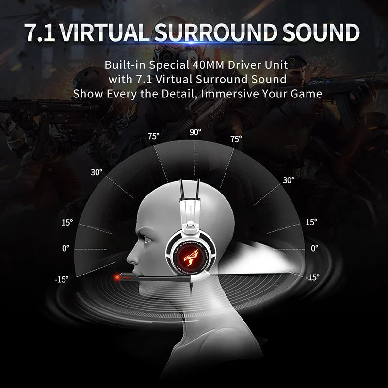 Somic G941 Gaming Headset 7.1 Sound Vibration LED Light USB Plug Headset with Microphone Stereo Boss Noise Cancelling Headphones for PS5/PS4/PC/Laptop/PC 5
