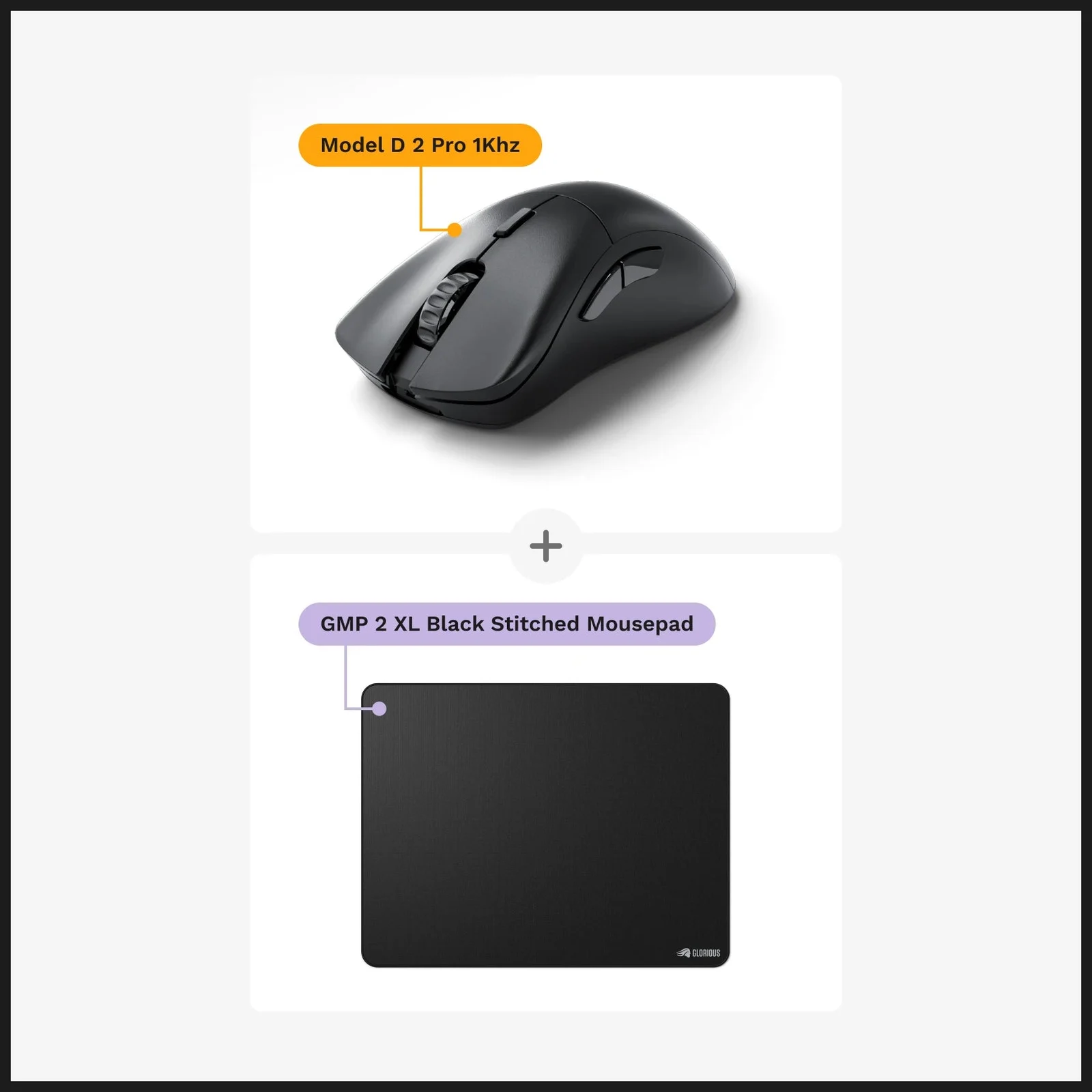 Model D 2 PRO 1k Mouse + GMP 2 XL Stitched Cloth Mouse Pad
