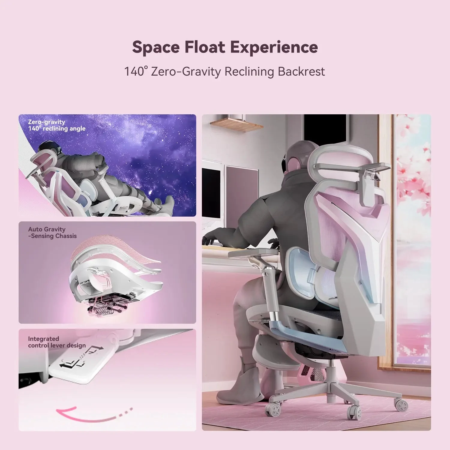 AutoFull G7 Pink Ergonomic Gaming Chair 3