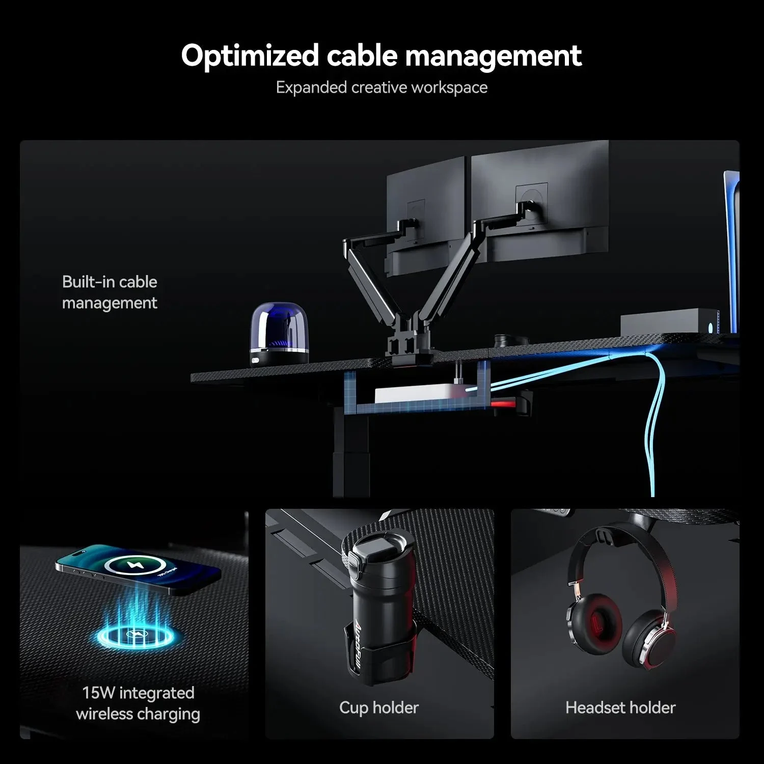 AutoFull A4 Pro RGB Electric Gaming Desk 4